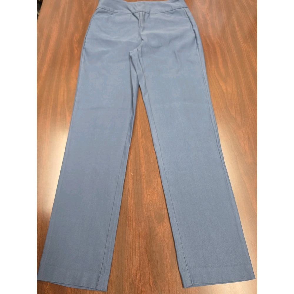 Tribal Flatten It Pull On Pants 8 Blue Stretch Tummy Control Crop Straight Leg